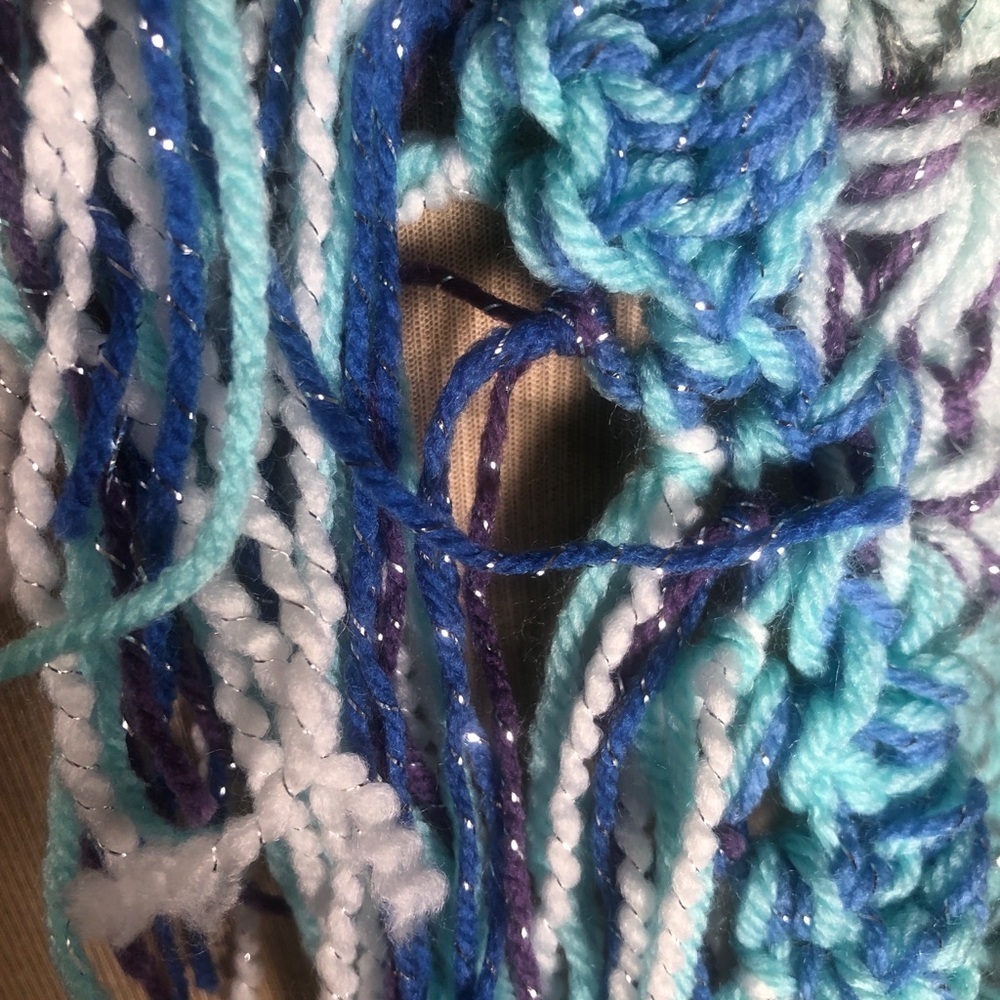 Knitted Teal Blue Prayer Shawl. NEW - Picture 2 of 3